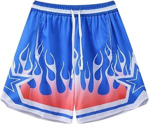 Pantalones Cortos Deportivos de Baloncesto para Hombre, Pantalones Cortos Deportivos Casuales con Estampado Gráfico de Malla, Pantalones Cortos para Correr - Product Image 1