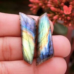 Natural <b>Fire</b> Labradorite Spectrolite Loose Cabochon Gemstone Handmade Wire Wrap Jewelry Making Lot Dangler Drop <b>Matching</b> Pair - Product Image 4