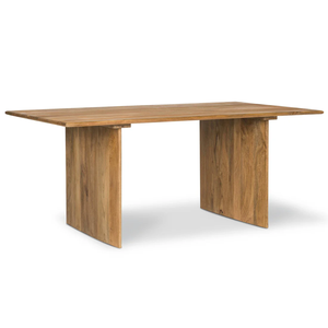 Table de salle à manger en bois de manguier massif, design simple et élégant, bords incurvés doux, pieds fins et durables, pour la maison et la cuisine - Product Image 1