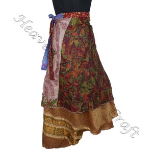 New Beach Wear Vintage Silk Saree Magic 38 Inch <b>Long</b> Length Wrap Reversible Vintage Silk Magic Wrap <b>Skirt</b> Hot Casual Wear Sari - Product Image 1