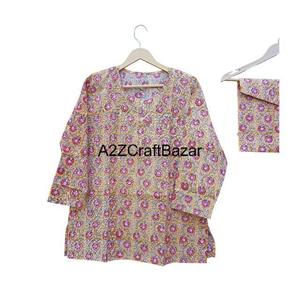 Conjunto de Pijama de Manga Corta para Mujer, 100% Algodón, Estampado Floral Digital, Cierre con Cordón, Tejido de Punto, Lavable a Máquina - Product Image 2