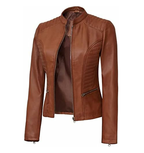 Chaqueta de cuero de moda Premium para mujer, chaquetas de cuero genuino clásicas y elegantes transpirables para mujer - Product Image 2