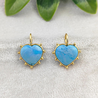 Turquoise Coeur Forme Lunette Pendentif Puffy Coeur Gemme 925 Argent Sterling Or Vermeil Fantaisie Lunette Pendentifs Fabrication de Collier