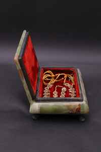 Boîte à bijoux vintage en onyx marbré, artisanale, en pierre naturelle, pour rangement de souvenirs, cadeau, décoration, organisateur, objet de collection, présentoir d'art pour la maison - Product Image 2