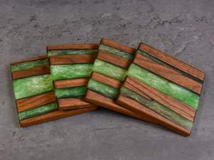 2024 Arrival Wholesale Epoxy Resin & Wood Coasters Splicing Wooden <b>Placemat</b> Wood Tea Coffee <b>Round</b> Square Cup Server <b>Placemats</b> - Product Image 3