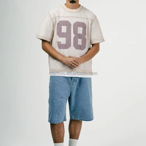 Camiseta cuadrada para hombre, Camiseta de punto de poliéster de gran tamaño para fútbol, baloncesto, fútbol, béisbol, camiseta de malla, Camiseta corta negra para hombre - Product Image 3