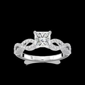 Anillo de Compromiso con Diamante Cultivado en Laboratorio de Corte Princesa de 1.30 CTW, Diseño de Espiga Trenzada, Oro Sólido de 14K - Product Image 1