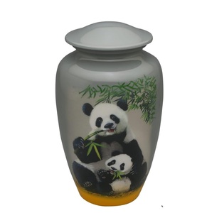 Urna funeraria hecha a mano de aluminio Panda para cenizas humanas, urna funeraria de tamaño adulto grande, urna de tamaño personalizado individual aplicada a mano - Product Image 1