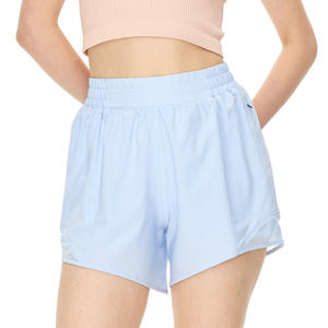 Nouveauté Shorts de sport pour femmes, taille mi-haute, tissés, fermeture à cordon, shorts de course athlétiques doux pour l'entraînement, séchage rapide - Product Image 2