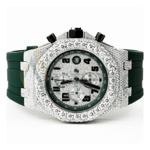 Montre personnalisée Iced Out Half Diamond Moissanite Round Brilliant Cut Chronograph Watch avec une clarté sans faille - Product Image 1