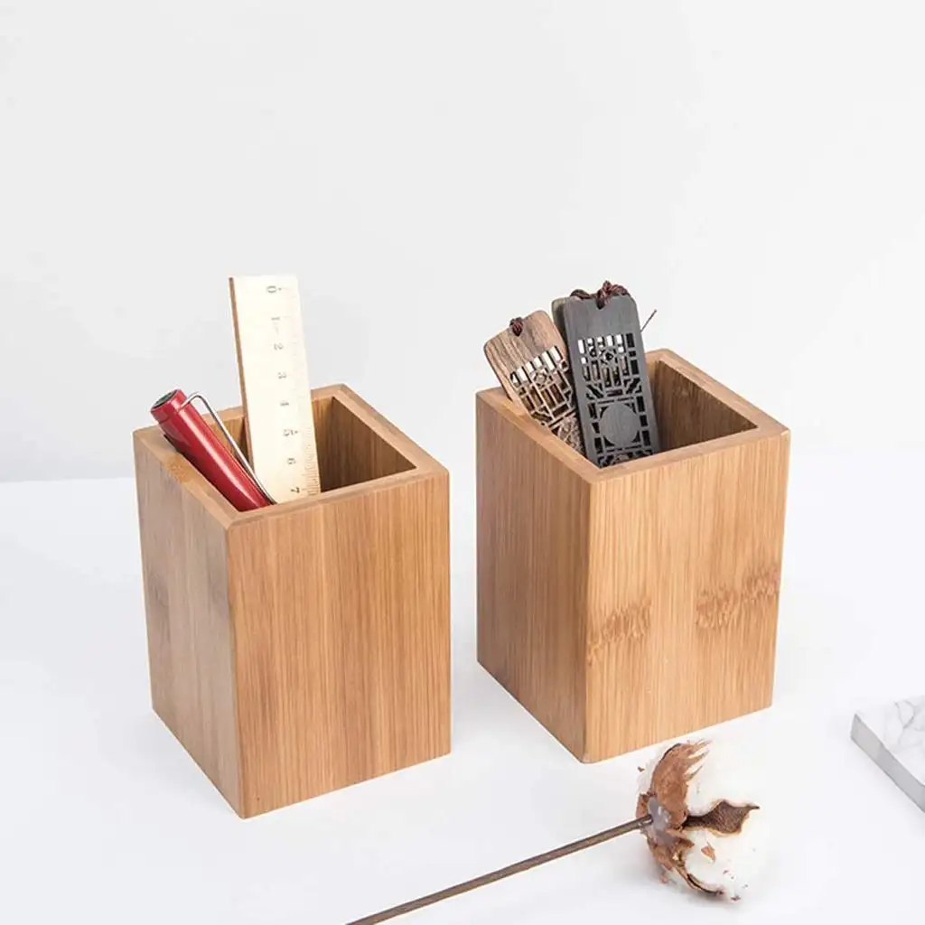 अनुकूलित डिज़ाइन बांस पेन धारक रचनात्मक लकड़ी पेंसिल धारक स्टैंड उच्च गुणवत्ता वाले लकड़ी के स्टेशनरी भंडारण बॉक्स