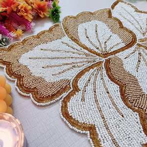 <b>Beaded</b> <b>Placemat</b> Handmade Round Charger for Luxury Dining & Holiday Decor Unique Piece Handmade <b>Beaded</b>, <b>Placemat</b>, Housewarming - Product Image 5