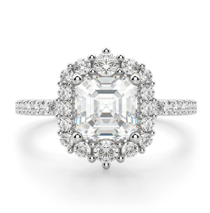 Asscher Cut Halo Anillos de compromiso con moissanita Diamante Boda Fiesta Aniversario Anillos de Regalo De La India - Product Image 1