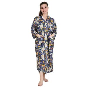 Bata de baño estilo kimono de algodón puro con estampado floral y animal, cárdigan de primavera y verano, ideal como pareo de traje de baño. - Product Image 3
