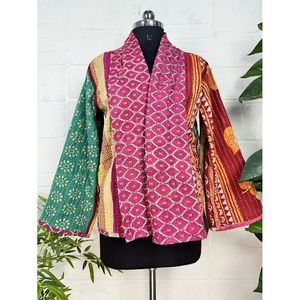Vintage <b>Kantha</b> Stitch Dori <b>Jacket</b> One-of-a-Kind Handstitched Reversible Short Coat Woven Fabric Embroidery Boho Chic Fashion - Product Image 4