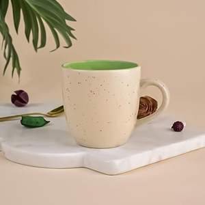 Taza de Té de Cerámica Ecológica Verde, Venta al por Mayor, 200 ml, Taza de Té con Puntos, Tazas para Té y Café, Ideal para Uso Diario, Color Beige-Verde - Product Image 4