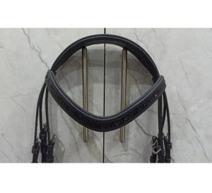 สายรัดคิ้วหนังสีดำแบบนิ่มลายม้าทำจากคริสตัลสีดำและมีแผ่นรองจมูกมีสิทธิบัตร - Product Image 3