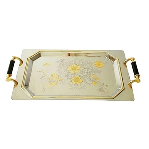 Design attrayant finition antique Offre Spéciale petit déjeuner plateau de rangement vaisselle restauration utilisé plateau de service plateau en métal en aluminium - Product Image 6