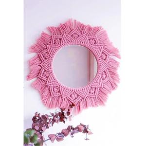 Porte-miroir en macramé artisanal, décoration murale tissée en coton bohème, organisateur pour salon, chambre à coucher - Product Image 6