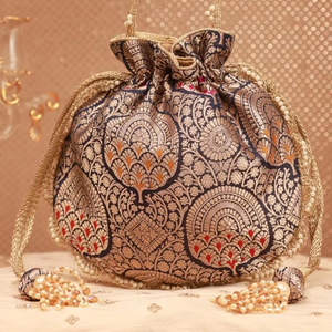 Bolsos Potli de Terciopelo Zardozi Bordados, Ecológicos, de Poliéster, para Regalos de Boda, Opción de Logotipo Personalizado, Bolsos de Mano para Mujer - Product Image 1