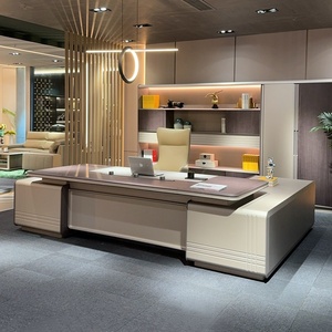 Modern Luxury Executive <b>Desk</b> High Gloss <b>Large</b> Office Table Eco Friendly Wooden Boss Director Studio Workstation Furniture Set - Product Image 3