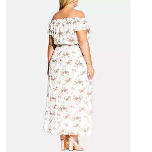 Abito da donna City Chic alla moda, taglie forti, con stampa floreale, spalle scoperte, casual, linea ad A, vestibilità ampia, bianco, XL (Taglia 16 Plus) - Product Image 2