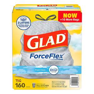 Sacs poubelle de cuisine à cordon Glad ForceFlex - Fraîcheur et propreté avec Febreze, 160 ct./13 gal. - Product Image 2