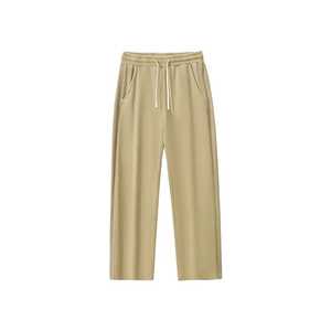 Pantalones de chándal informales de talla grande hechos a medida para hombre, ajuste holgado, 100% algodón, patrón recto teñido liso, cintura media elástica 2025 - Product Image 2
