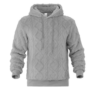Otoño e Invierno ocio hombres 100% algodón Jacquard pulóver chaqueta tendencia de calle alta con deportes con capucha de terciopelo de doble cara - Product Image 3