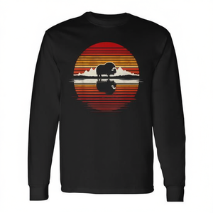 Sunset Retro Style Safari Vintage <b>70s</b> Long Sleeve Musk Ox T-<b>Shirt</b> Promotional Vintage Vintage <b>70s</b> Long Sleeve T-<b>Shirt</b> - Product Image 2