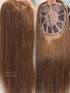 SHY European Hair Toppers para mujeres Clip-In Mono Topper para base de encaje estilo recto 100% Virgin Remy trama abierta parte media - Product Image 6