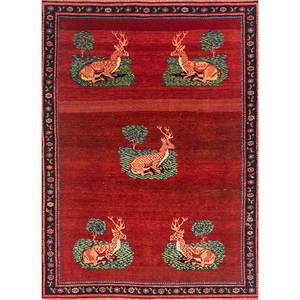 Tapis en laine arménien pour usage domestique, motif animalier, style vintage des années 1930 - Product Image 1