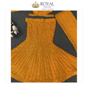 Prix de gros Meilleure qualité Designer Wedding Wear Collection Vêtements indiens Fausse Georgette Lehenga Choli à vendre - Product Image 4