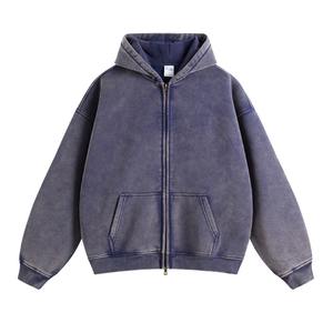 Heavyweight 400gsm Acid Wash Sun Faded Rhinestone <b>Cropped</b> Boxy Fit <b>Zip</b> <b>up</b> <b>Hoodie</b> - Product Image 6