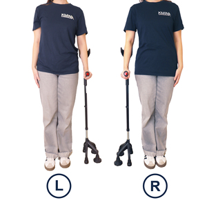Stampelle Quadripode (Quad Crutch) in Acciaio e Alluminio, Altezza Regolabile 78-98cm, Capacità 160kg, Ambidestra, Nere - KMINA K10065 - Product Image 6