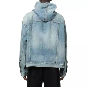 Cautom Vintage Lavé 100% Coton Denim Hoodies En Relief Designer Fermeture Éclair Streetwear Jeans pour Hommes À Capuche Hiver Saison XS 6XL - Product Image 4