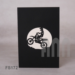 Diseño personalizado 3D Pop-up Tarjetas de felicitación de cumpleaños Calidad garantizada Arte en papel Dirt Bike Souvenir Gold Stamping Surface - Product Image 5