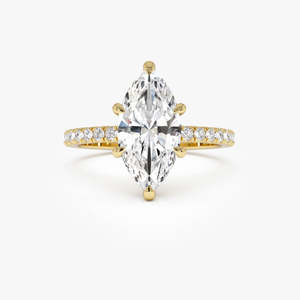 Elegante Anillo de Diamantes Cultivados en Laboratorio con Forma de Marquesa, Halo Oculto, 2.45 Ctw, Color E-F, Claridad VS, Oro de 14K, Certificado IGI, para Novia - Product Image 1