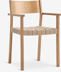 Fauteuil moderne avec cadre en bois naturel et sangles en textile - Product Image 2