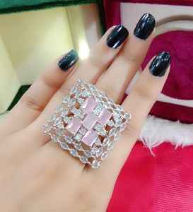 Monalisa moda forma cuadrada latón fiesta anillo personalizable a granel joyería de moda para mujeres y niñas - Product Image 2