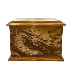 Visage d'urne funéraire de dragon Urne funéraire en bois avec gravure pour cendres humaines - Product Image 1