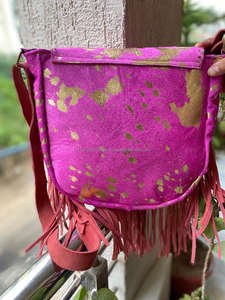 Sac à main en cuir de fourrure métallique sacs à bandoulière en cuir à franges sacs à bandoulière en cuir à franges - Product Image 4