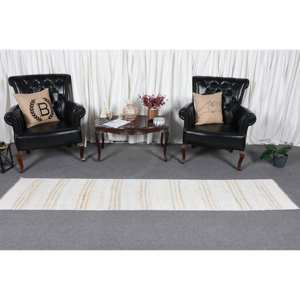 Tapis en laine turque moderne vintage 18x9ft blanc sur blanc tissage plat patchwork design pour décorations de salon avec support en latex - Product Image 2