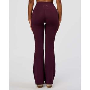 Fusion V-Contour High-<b>Rise</b> <b>Flared</b> Yoga Leggings with Pockets-Cherry Lacquer Thermal Push-Up Patterned Rhinestone 3XL - Product Image 4