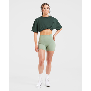 Premium Forest Green Oversize Mujeres Sports Club Camiseta de manga corta Suave Ligero y diseñador Relaxed Fit Gym Workout Tee - Product Image 6