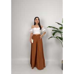 กางเกงขากว้างผ้าเครประบายอากาศได้ดี 1040 พร้อมดีไซน์แบบกระโปรงเอวสูง - Product Image 1