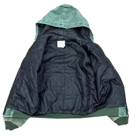 Veste de travail lourde délavée sur mesure avec fermeture éclair de veste à capuche de travailleur doublée vintage délavée