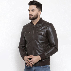 Veste en cuir pour hommes de bonne qualité au design unique Article frais Taille régulière Tenue tendance Veste d'hiver pour hommes - Product Image 3