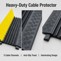 Rampe de protection de câbles robuste à 5 canaux en caoutchouc, plastique et PVC avec couvercle articulé