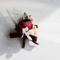 XQNew Arrival Vintage Peony Hydrangea Sutra Mewah Pengantin Pengiring Pengantin Pernikahan Bunga Pergelangan Tangan Pengantin Pria Best Man Corsage